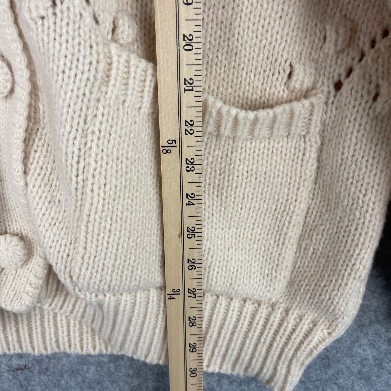 Vita Grace Lucia Cardigan Sweater Womens One Size Beige Swiss Chunky Knit Nwt — image 8 of 8